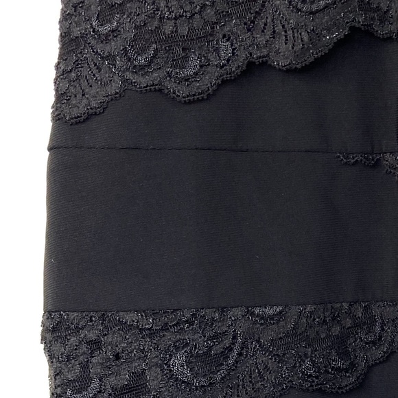 Betsy & Adam Halter Lace Tiered V-Neck Black Dress - Picture 5 of 7